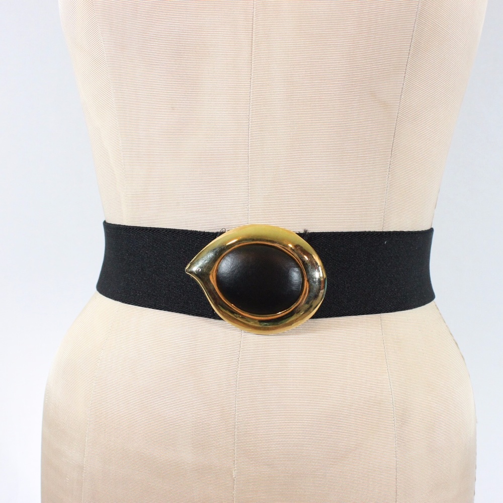 1980s Elastic belt with gold buckle